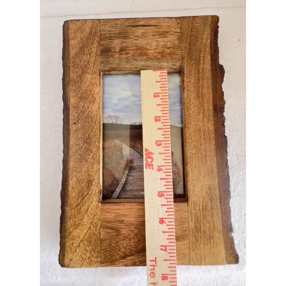 Design Guild 5 x 7 Wood Photo Frame 2-Side Live Edge Portrait Lodge Cabin Rustic - Picture 6 of 8